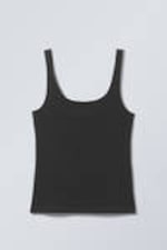 Dark Grey - Fitted Square Neck Tank Top - 3