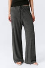 Black & Grey Stripes - Wide-Leg Pull-On Lyocell Trousers - 1