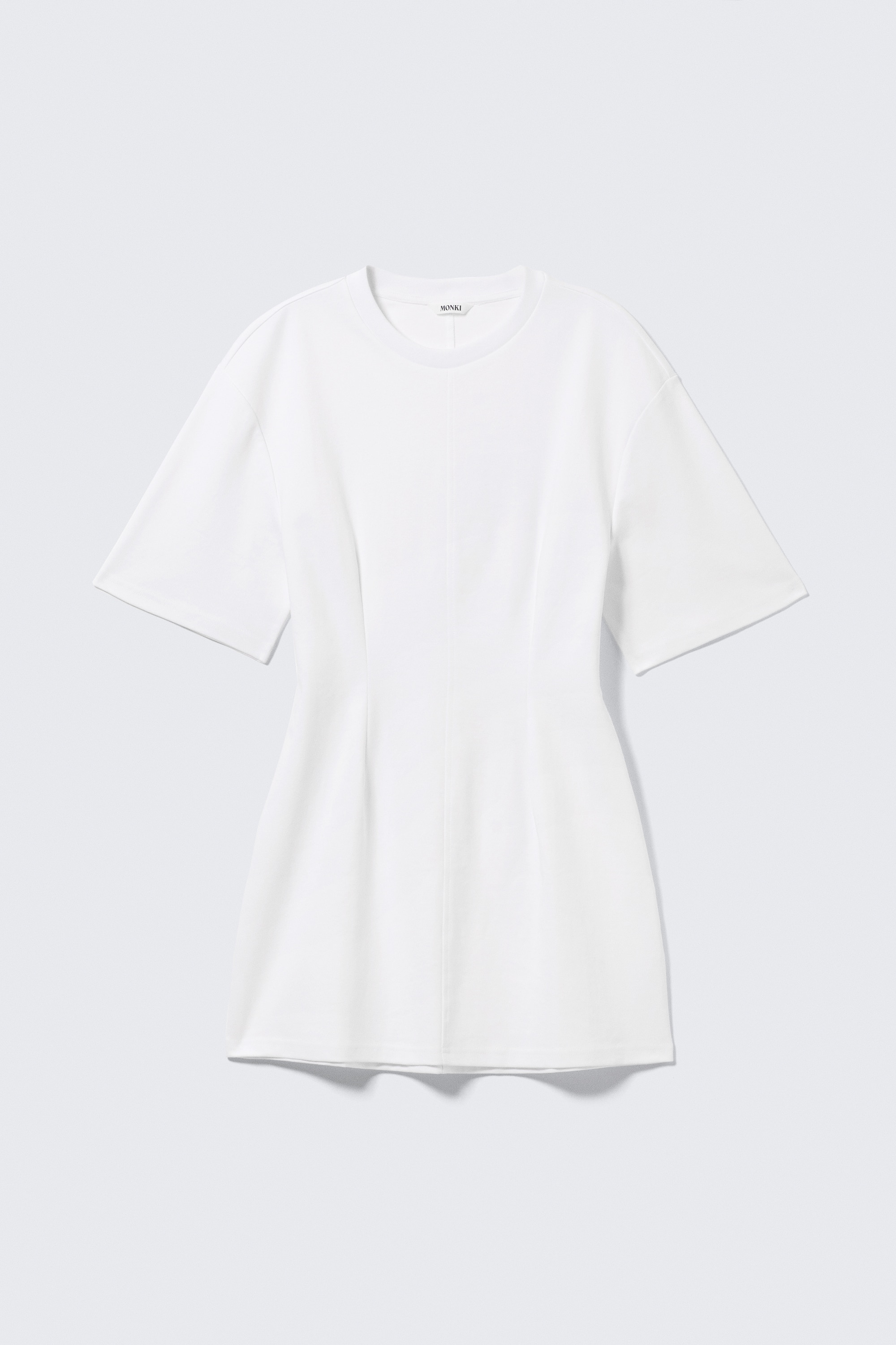 Rochie mini din bumbac cu mâneci scurte - Alb/Negru