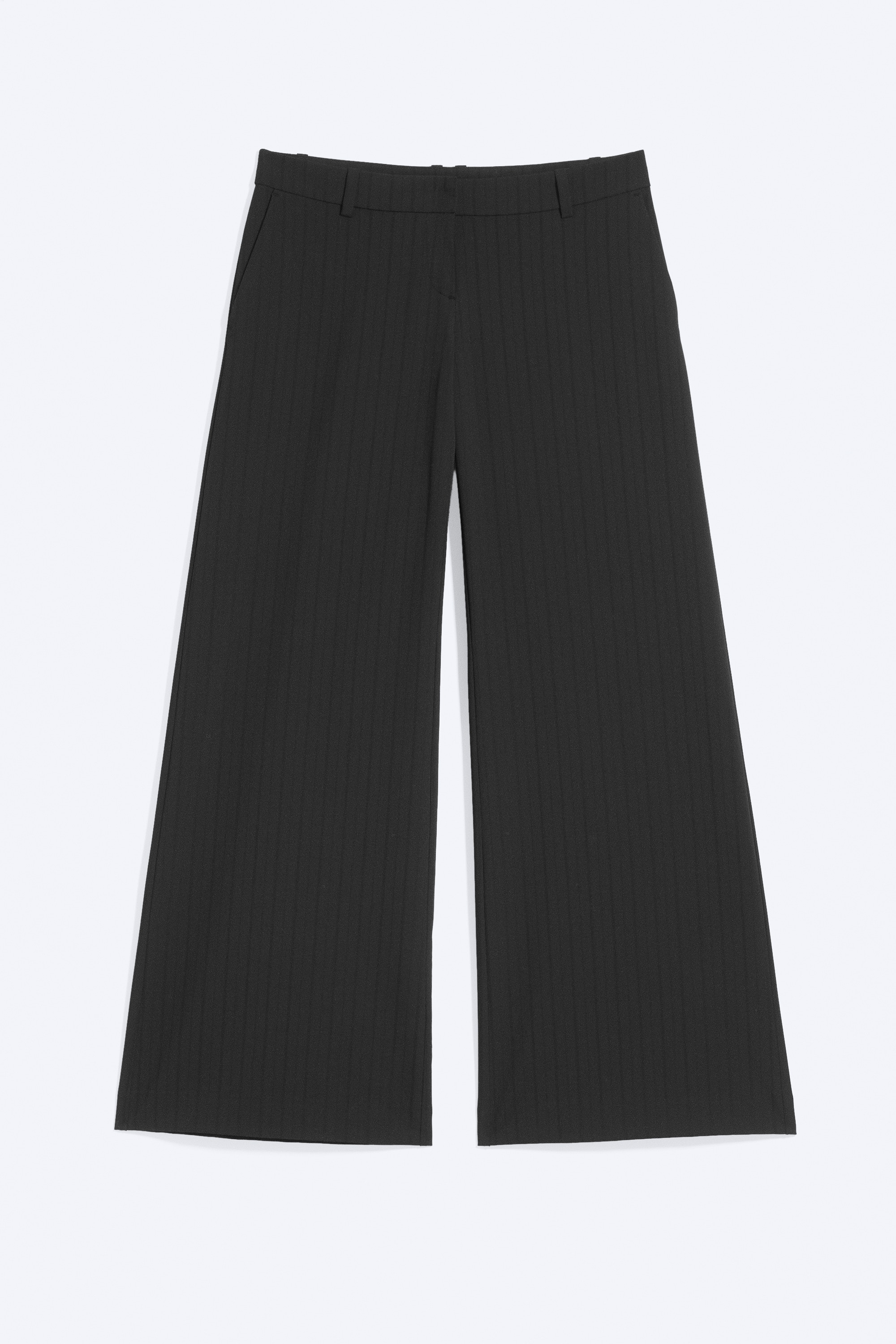 Ausgestellte Anzughose mit niedrigem Bund - Striped Black/Braun gestreift