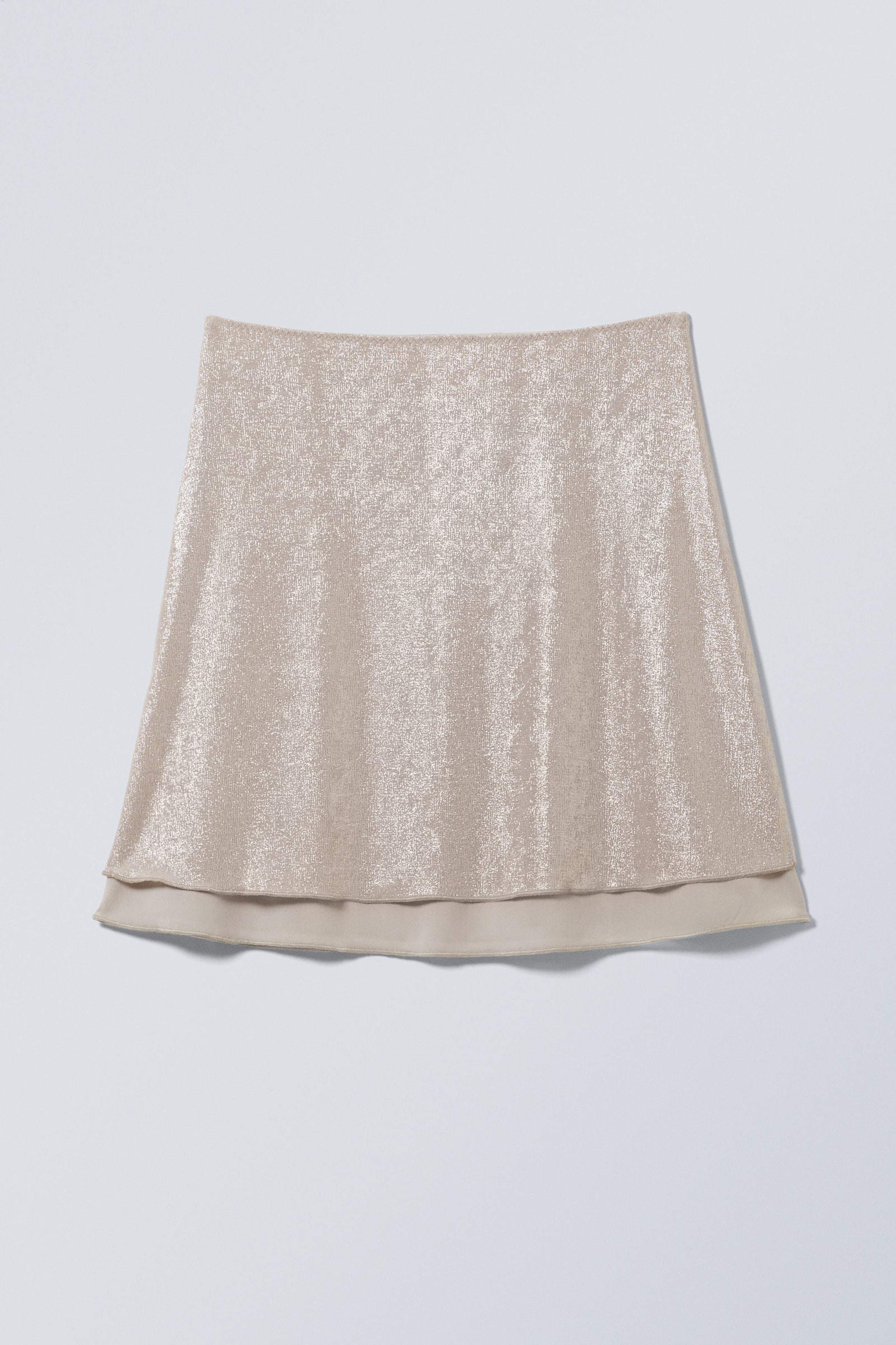 Silver Foil - Double-layered Knee-length Skirt - 0