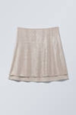 Silver Foil - Double-layered Knee-length Skirt - 0