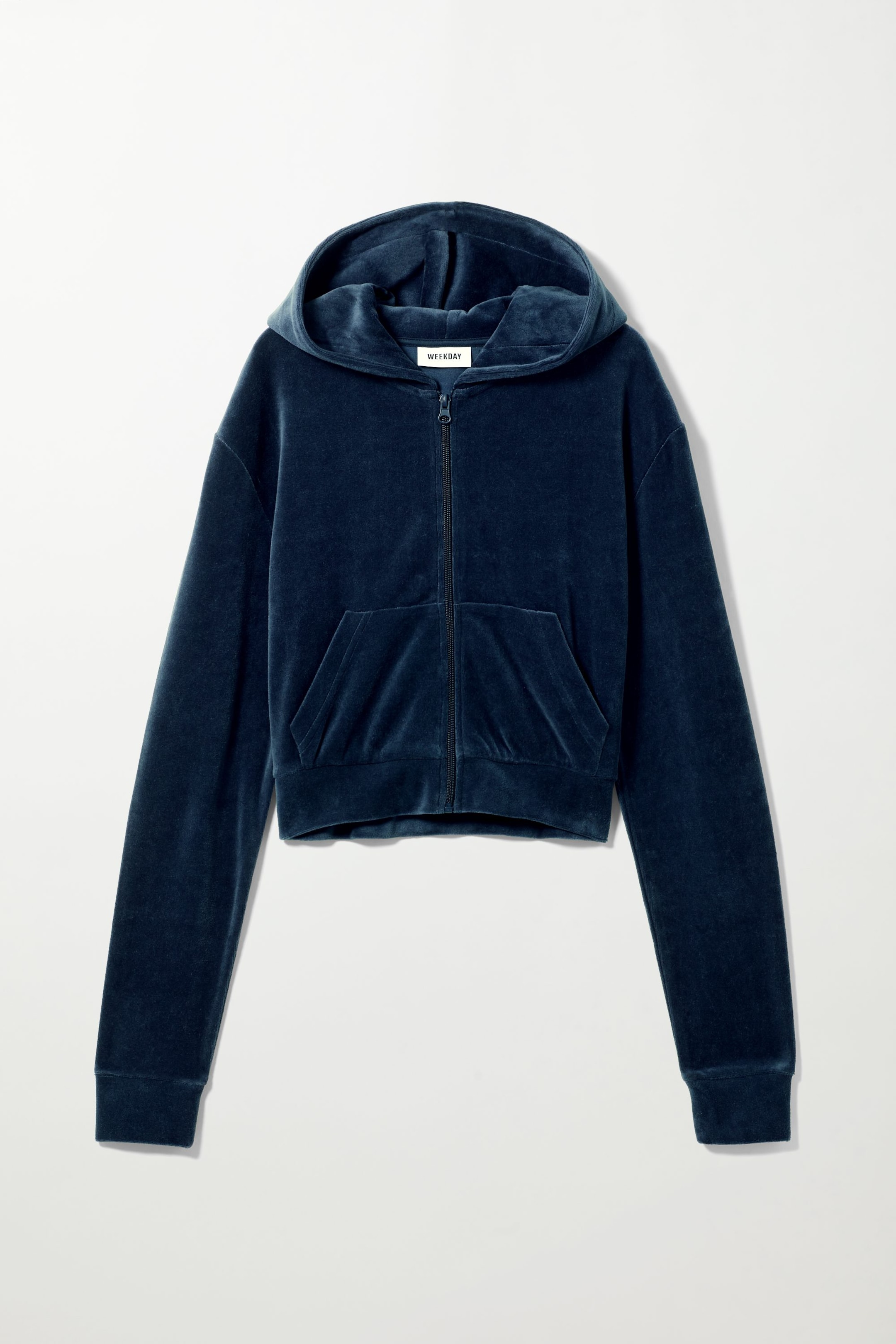 Navy Blue - Velours-Kapuzenjacke Juno mit Reißverschluss - 0