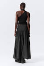 Donkergrijs - Geplooide maxi-rok met halfhoge taille - 3