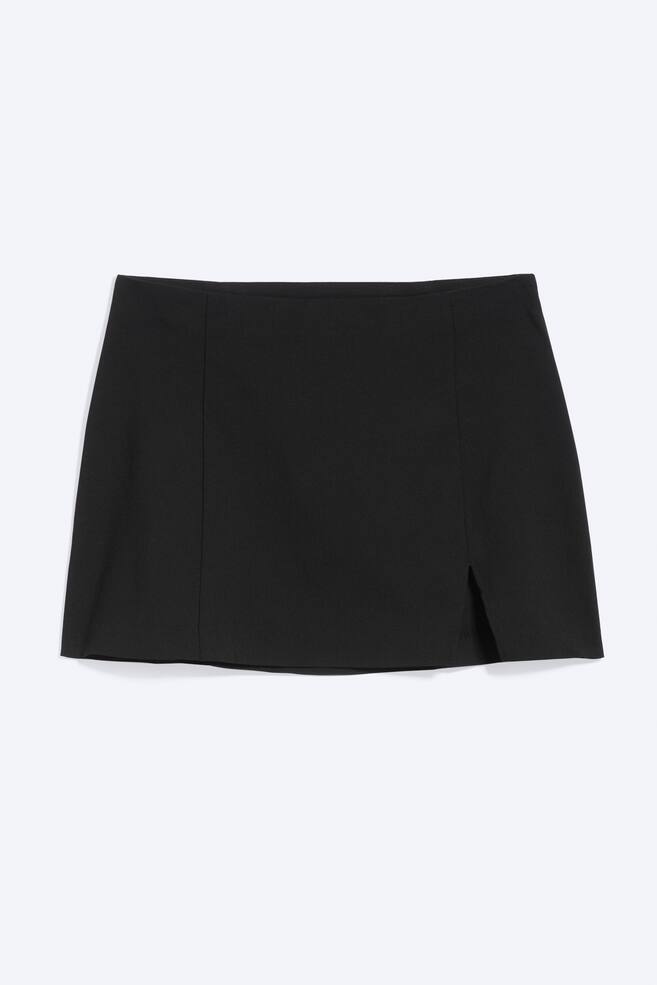 Mini Sukňa z Bengalínu s Nízkym Pásom - Čierna/Hnedá - 1