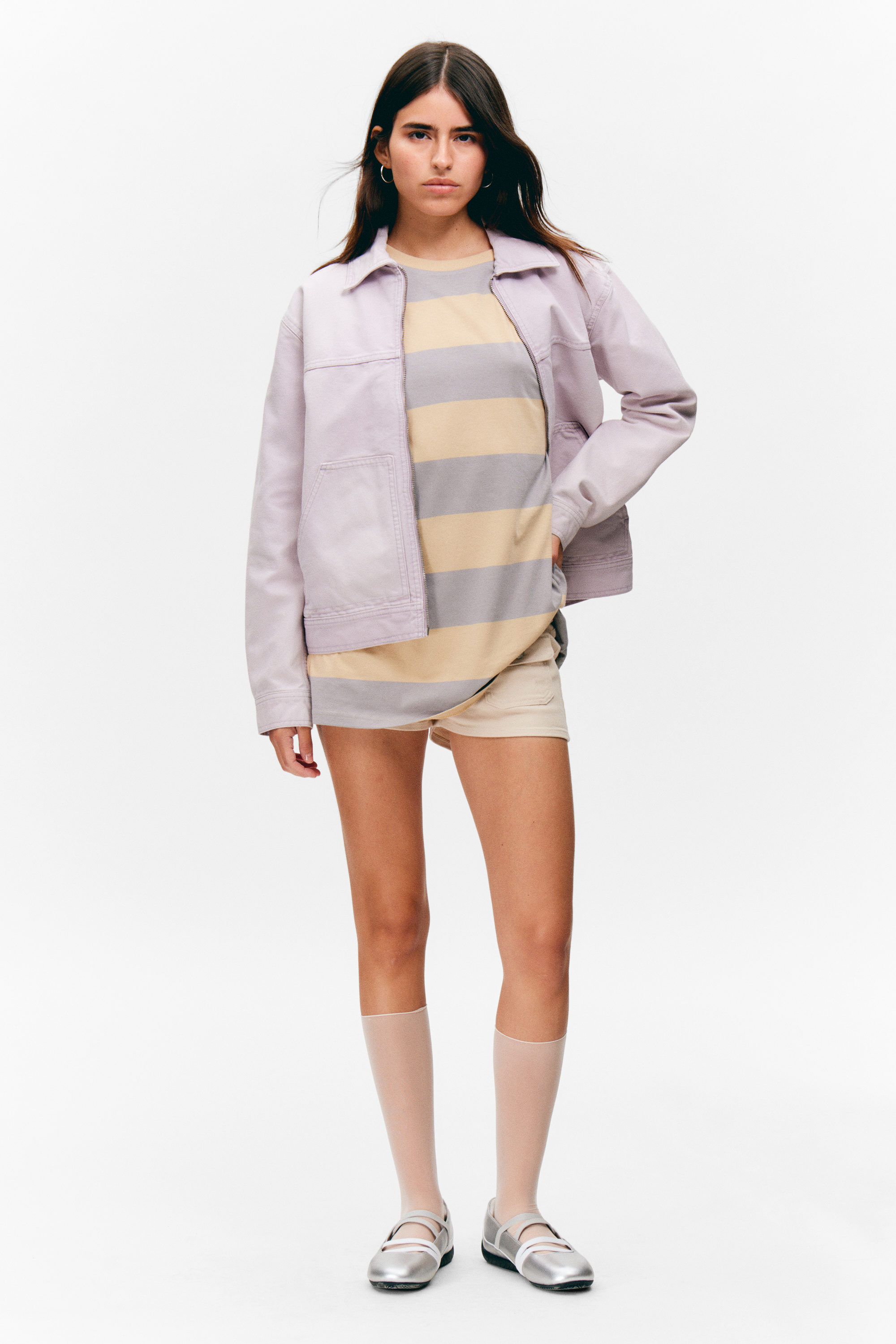 Helles staubiges Lila - Oxford-Jacke mit Zwei-Wege-Reißverschluss - 2