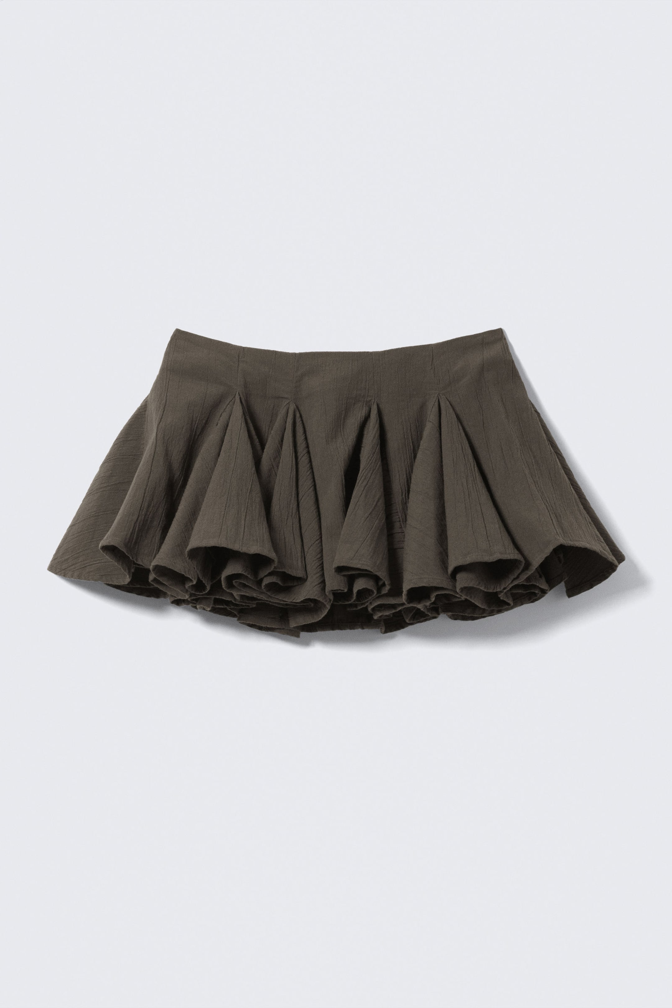 Dark Grey - Pleated Cotton Mini Skirt - 3