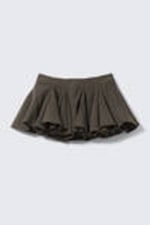 Dark Grey - Pleated Cotton Mini Skirt - 3