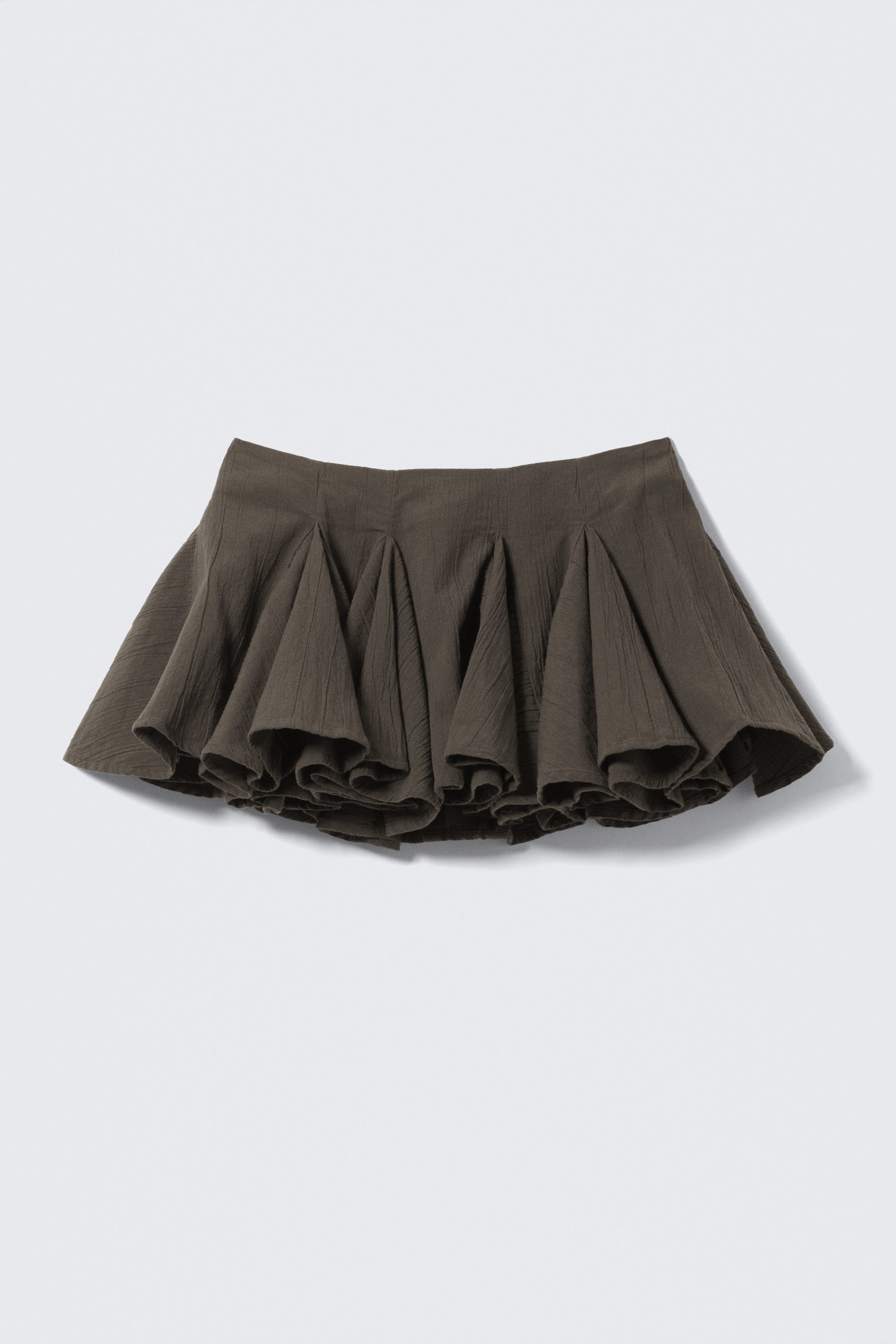 Dark Grey - Pleated Cotton Mini Skirt - 1