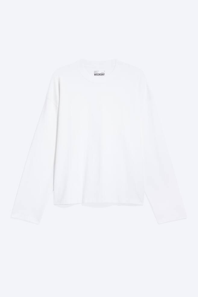 Oversized Longsleeve mit kastiger Passform - Weiß/Dunkelblau/Schwarz - 1