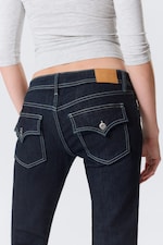 Blue Rinse - Dark Blue - Low Rise Slim Flared Leg Jeans - 4