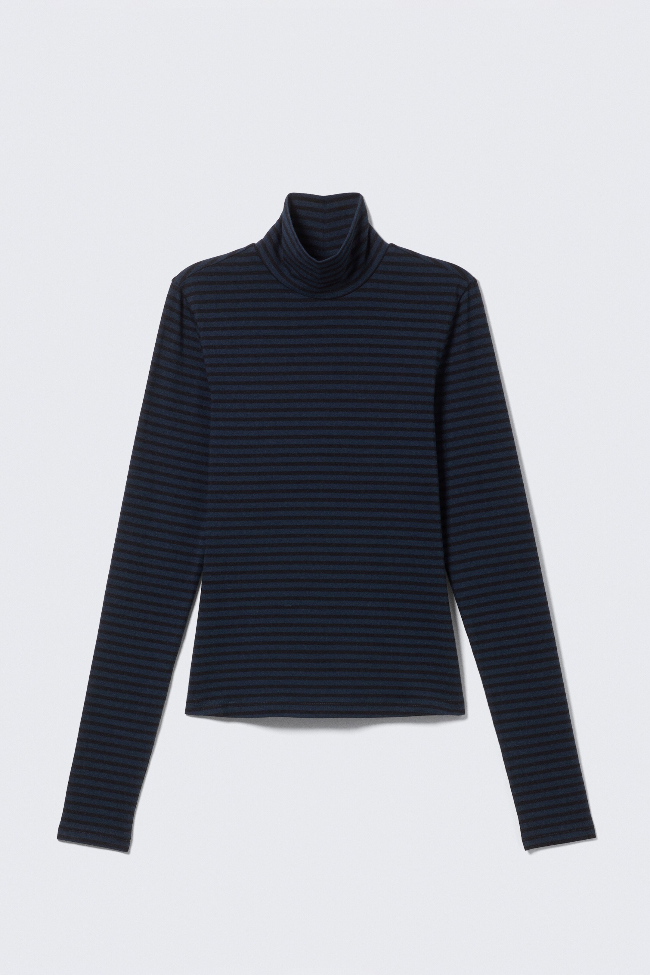 Grotere afbeelding bekijken: Nauwsluitende gestreepte top met turtleneck - Donkerblauw gestreept - DAMES | H&M NL 4