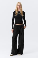 Noir - Pantalon délavé ripstop coupe ample - 0