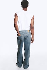 2000 Blue - Medium Blue - Galaxy Mid Rise Loose Straight Unisex Jeans - 4