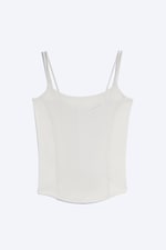 Beige - Slim Double-Strap Corset Top - 0
