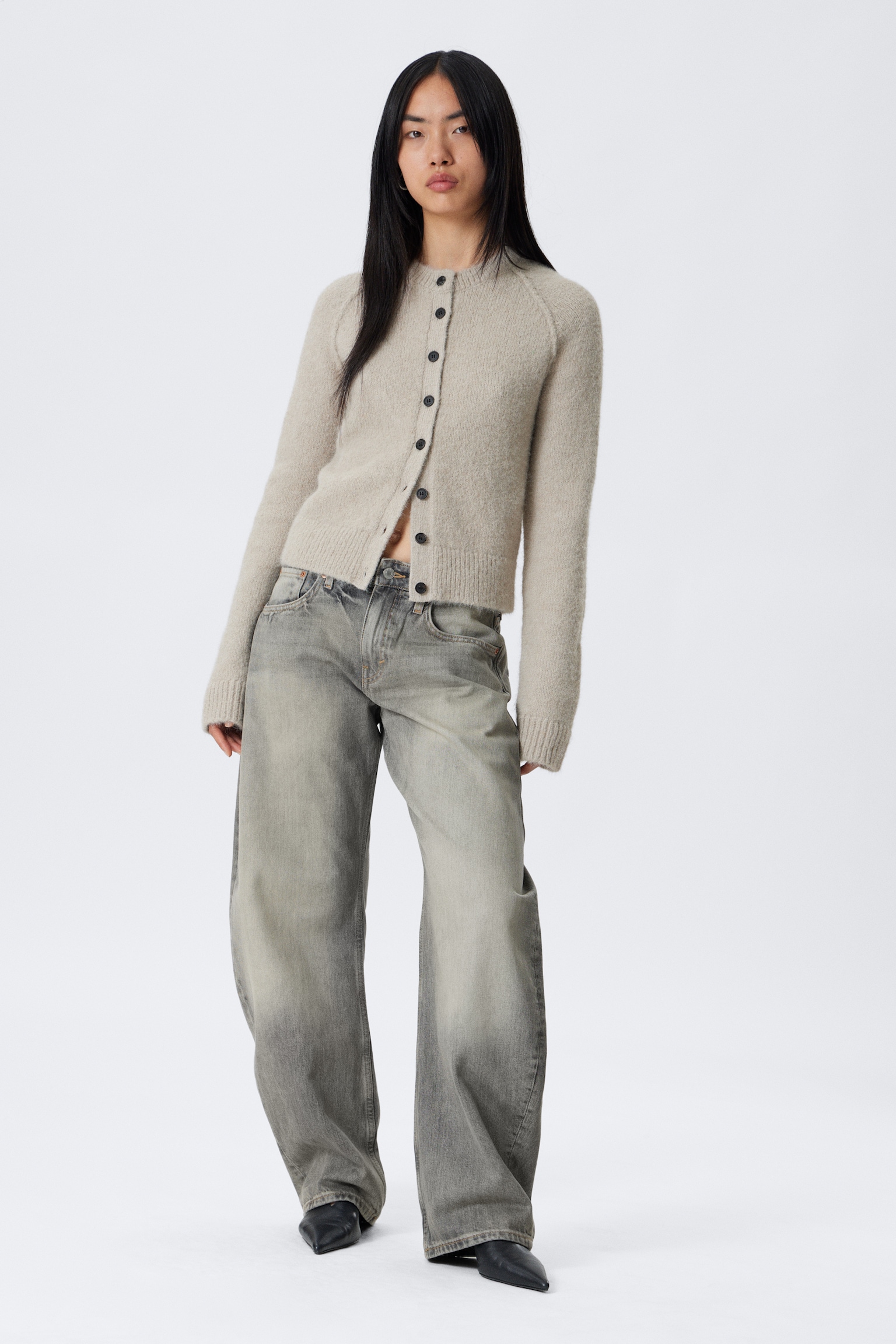 Weicher Slim-Fit-Cardigan aus Wollmischung - Helles Graubraun/Dunkelgrau meliert/Dunkelgrün - 5