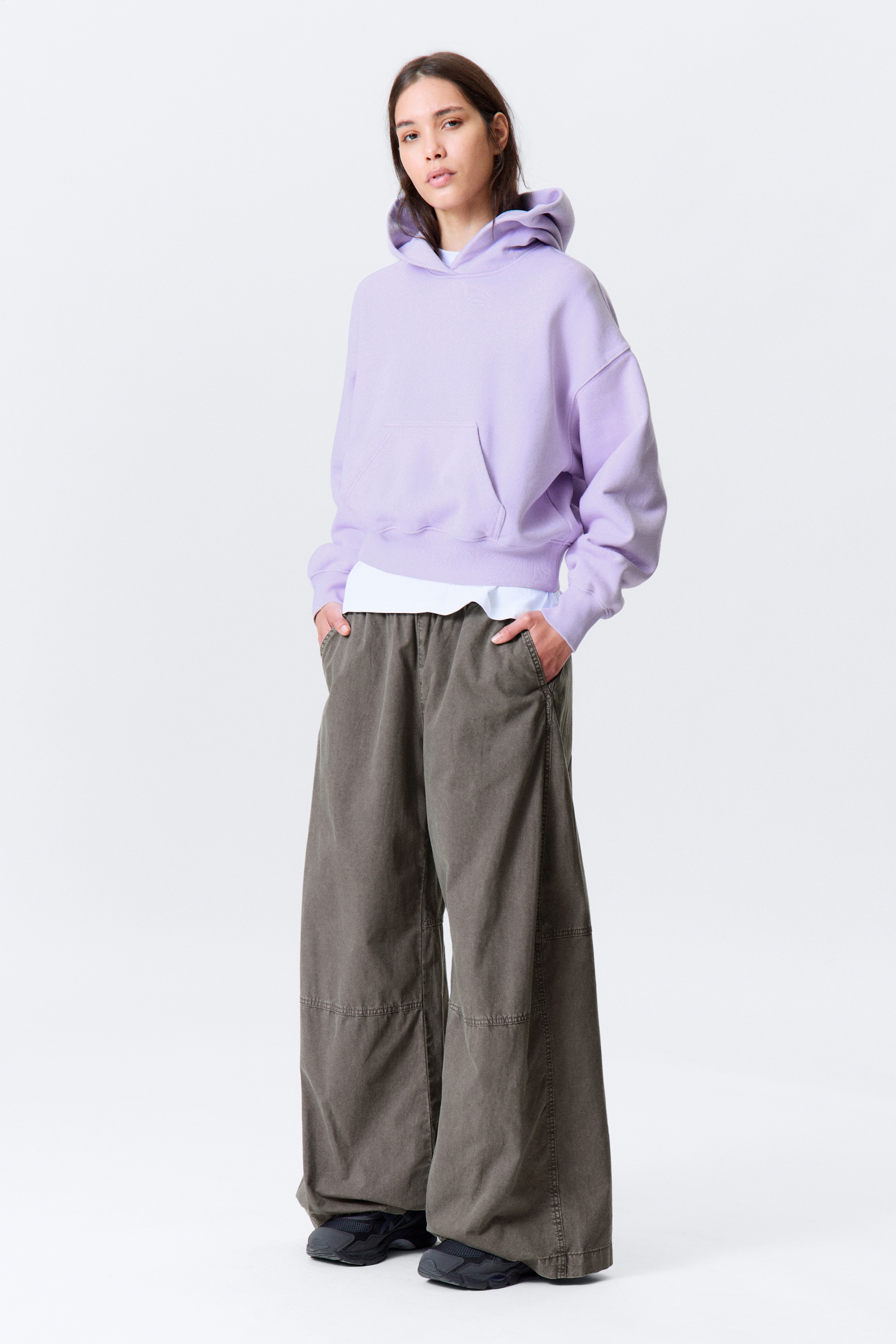 Ingrandisci l'immagine: Boxy Cotton Fleece Hoodie - Washed Light Purple - DONNA | H&M CH 1