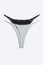 Black + Dusty Light Grey - 2-Pack Lace Tanga Thong - 3