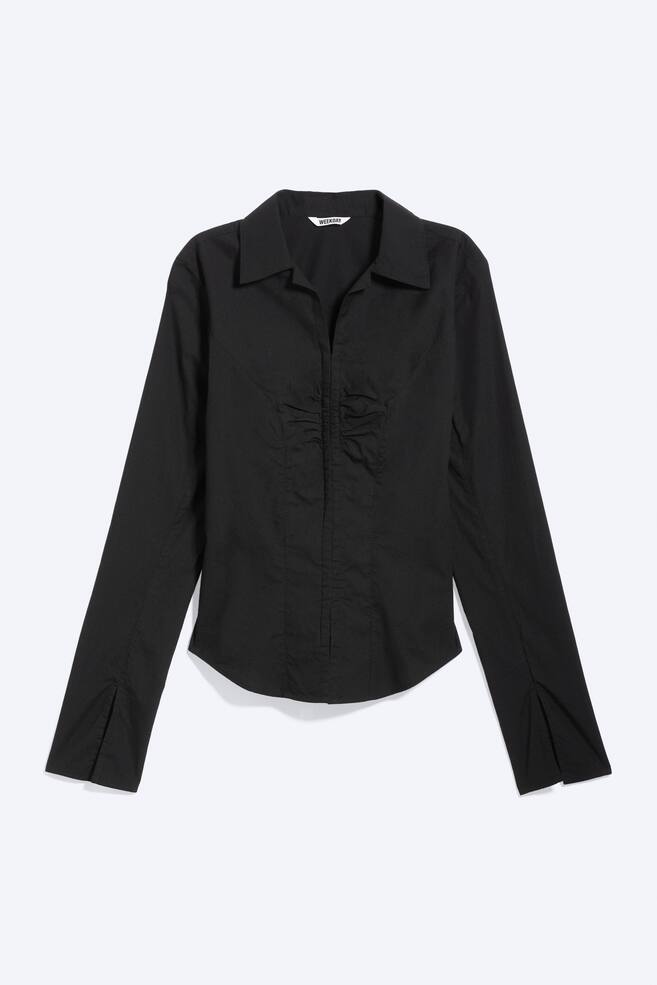 Top de Mangas Compridas com Fecho de Colchete - Preto/Branco Creme Claro/Branco - 1