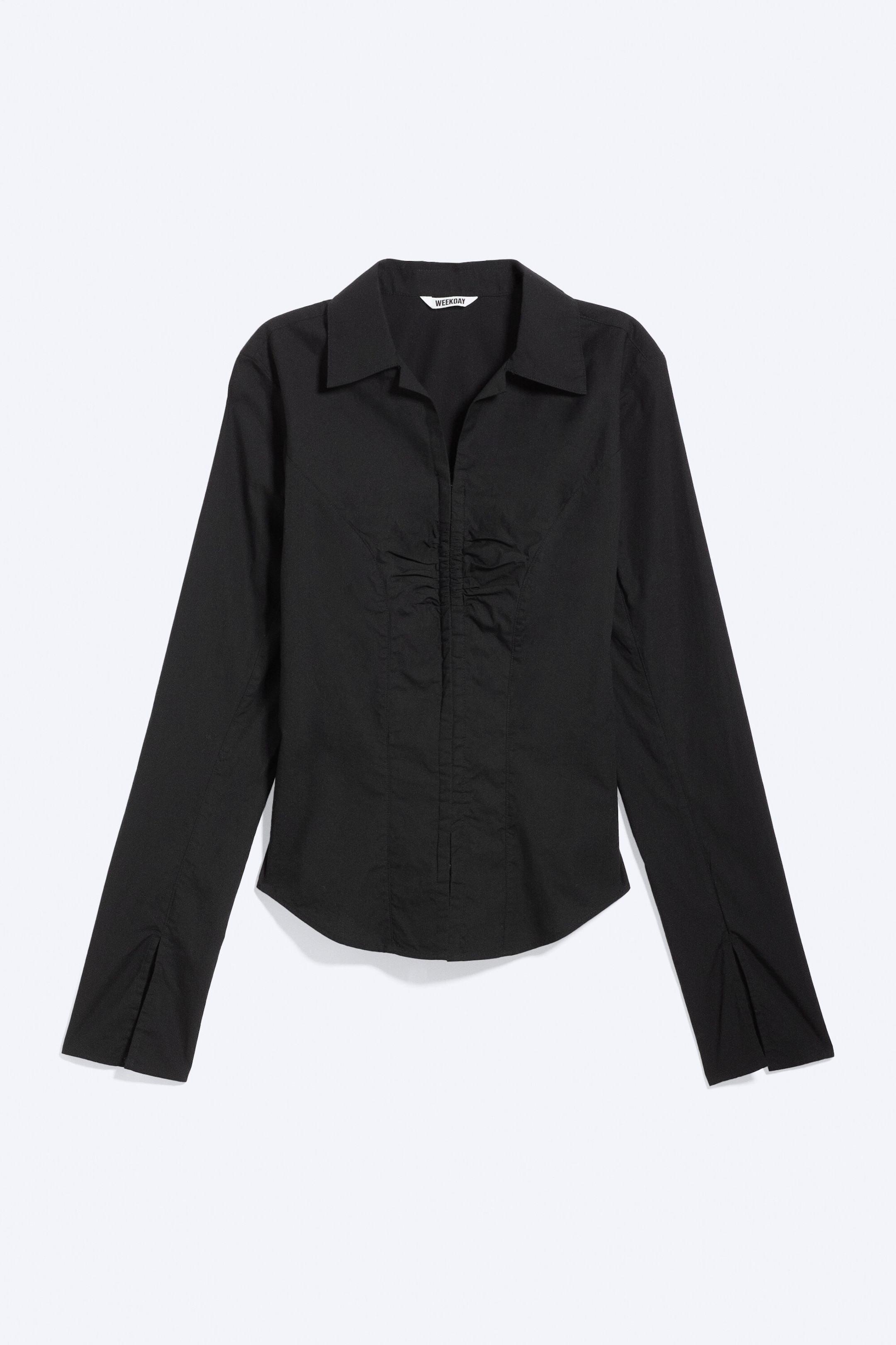 Black - Long-Sleeved Hook-and-eye Top - 3