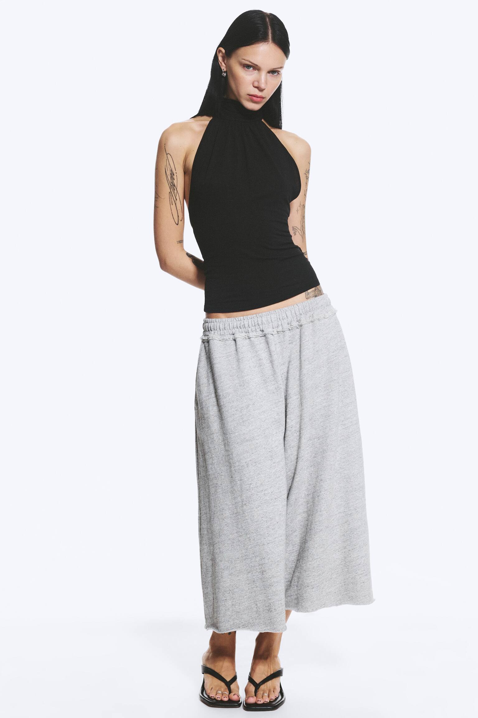 Draperad halterneck-topp-Svart - 3