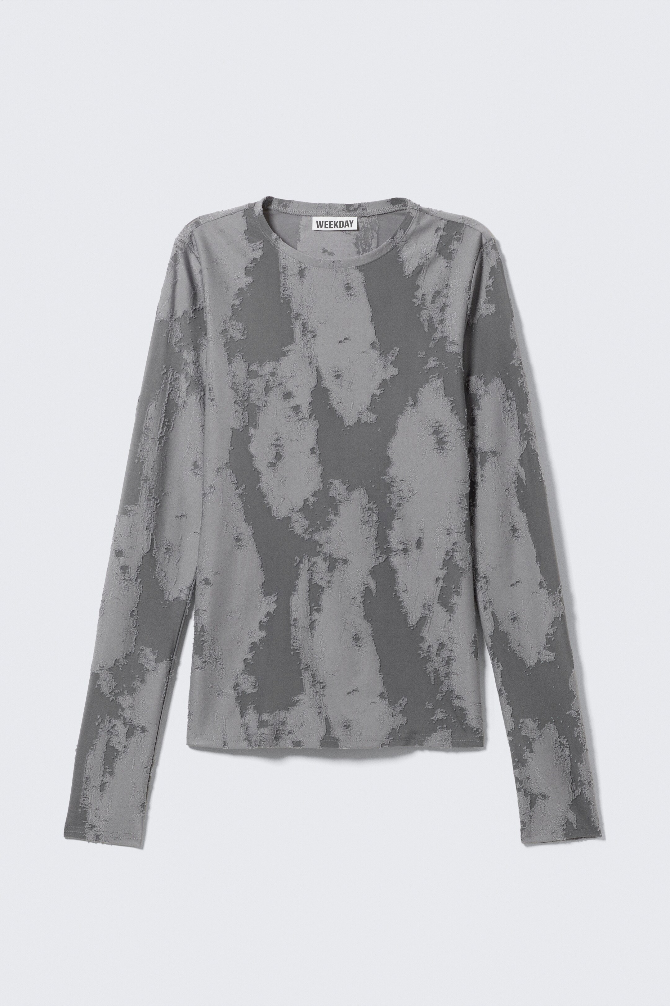 Zobrazit větší obrázek: Fitted Long-Sleeve Jacquard Top - Šedý žakár - ŽENY | H&M CZ 5