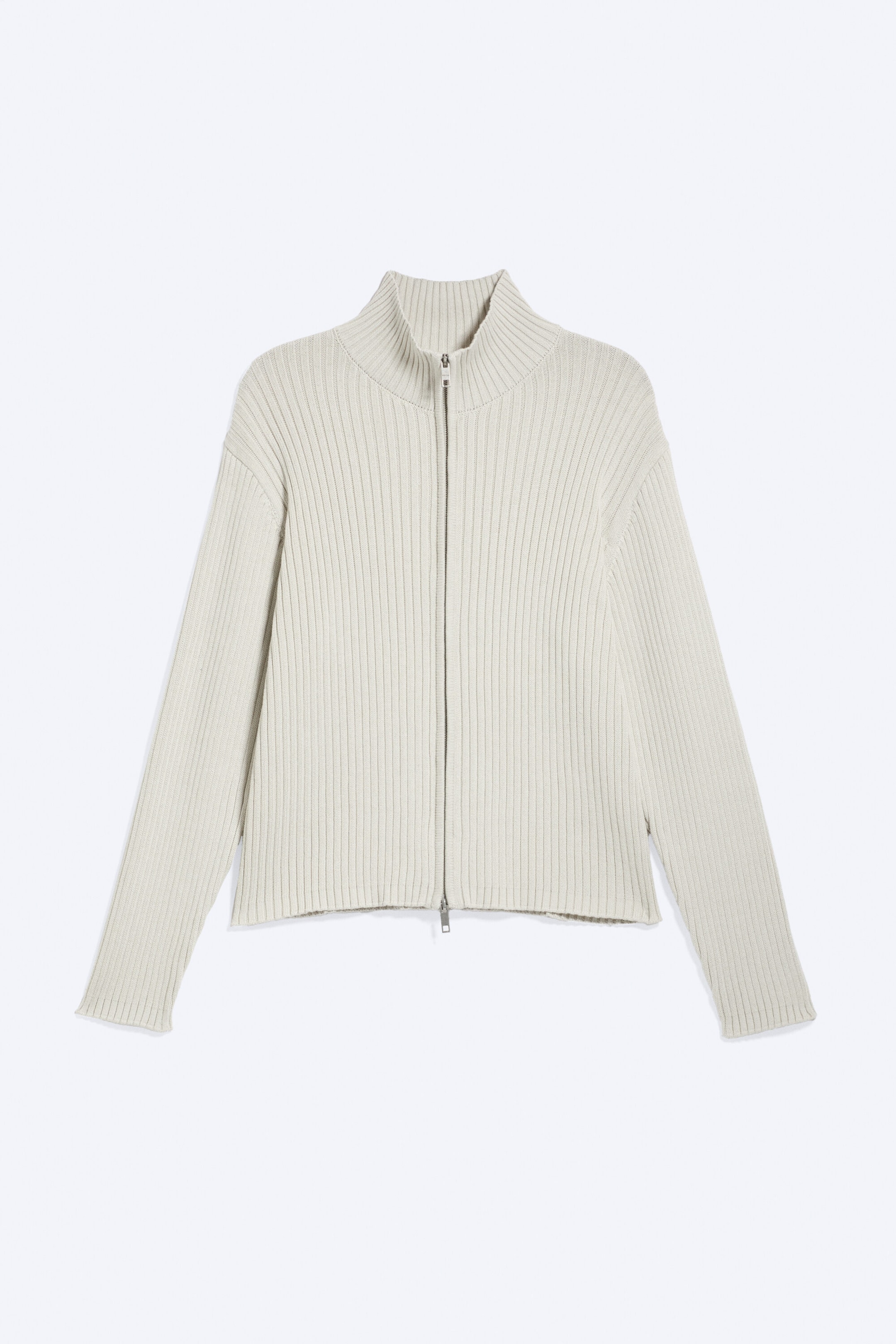 Helles Graubraun - Lockerer Strick-Cardigan mit Reißverschluss - 4