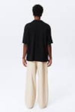 Black - Knitted Short-Sleeved Button-Up Shirt - 3