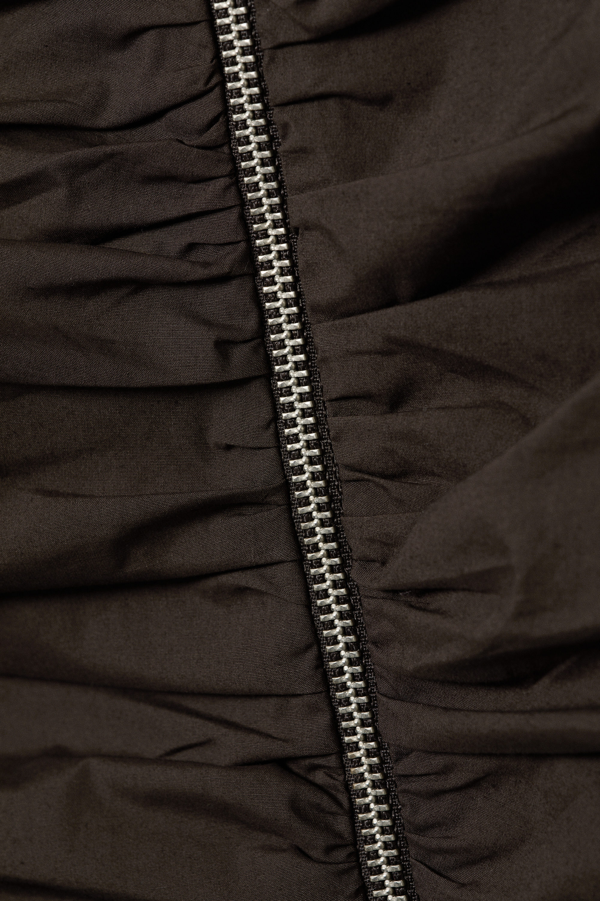 Dark Brown - Gathered V-Neck Zip Top - 4