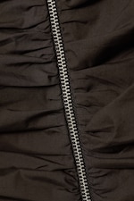 Dark Brown - Gathered V-Neck Zip Top - 4