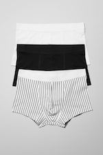Weiß/Schwarz/Streifen - Boxershorts 3er-Pack - 0