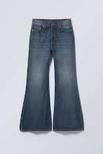 Medium Dusty Blue - Grove Low Baggy Flared Jeans - 0