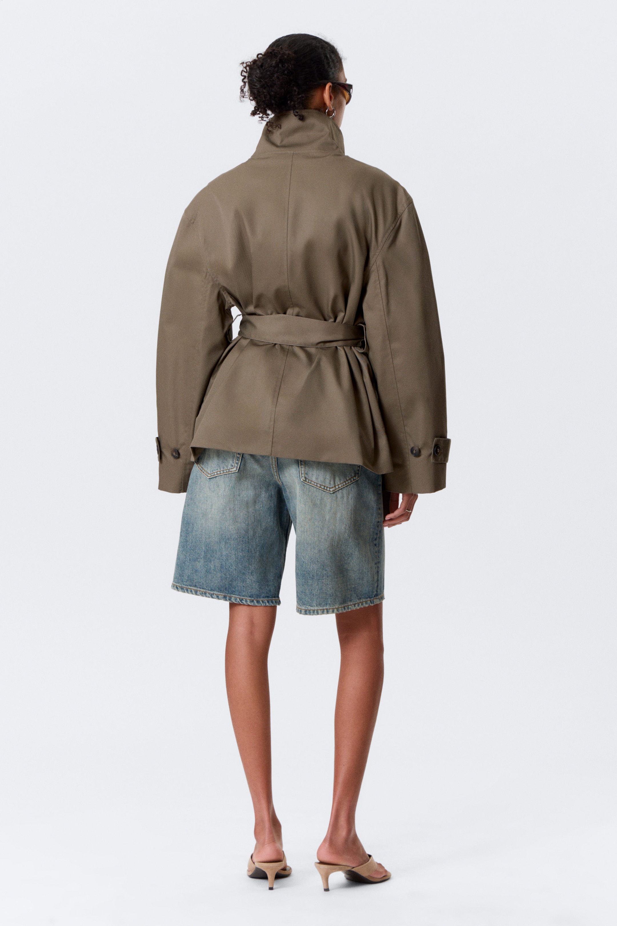 Gris cendré - Trench court oversize à col cheminée - 6