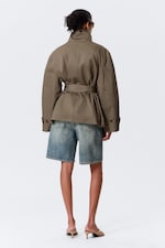 Gris cendré - Trench court oversize à col cheminée - 6