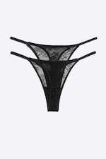 Black - 2-pack tanga thong - 1