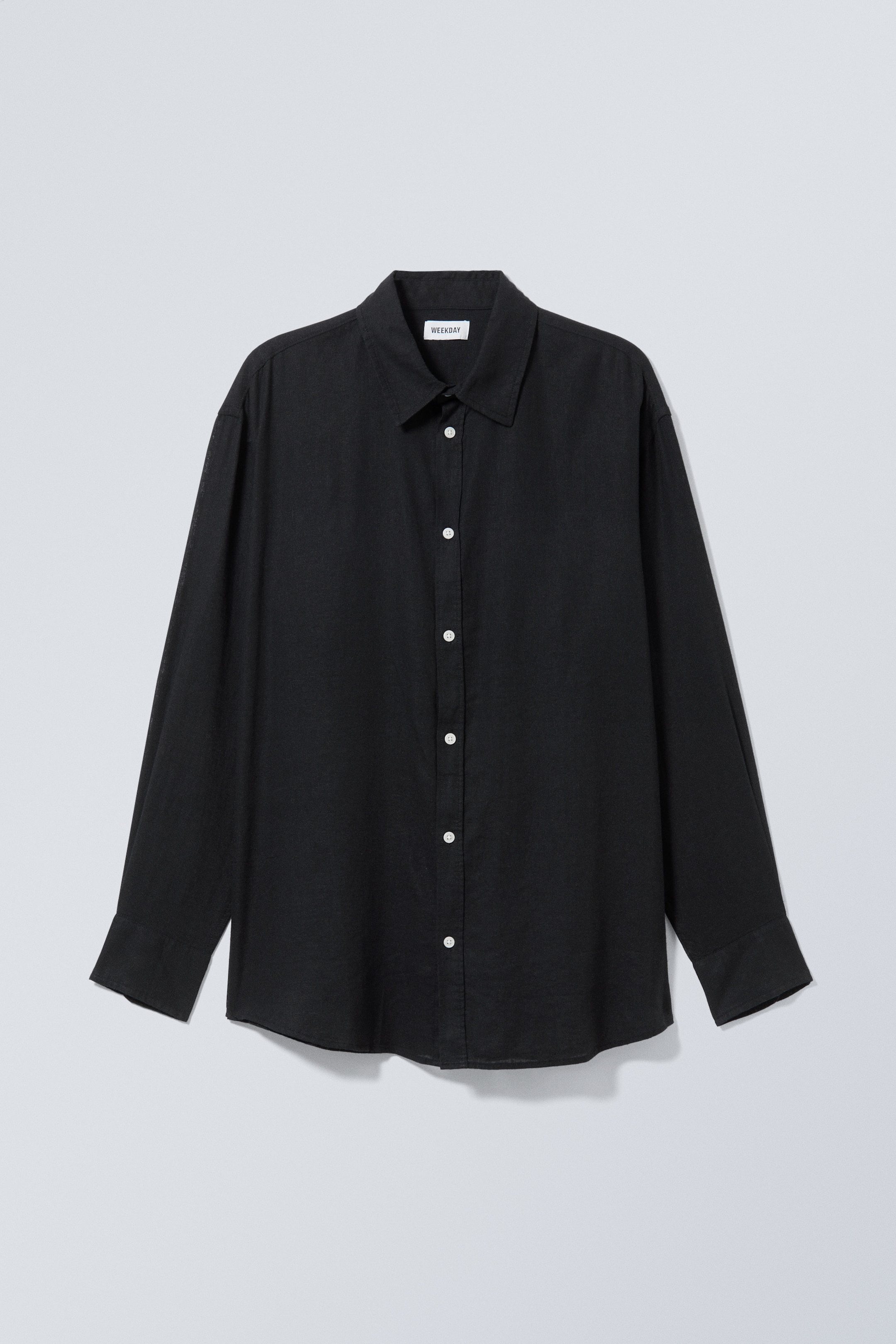 Black - Oversized Linen Shirt - 0