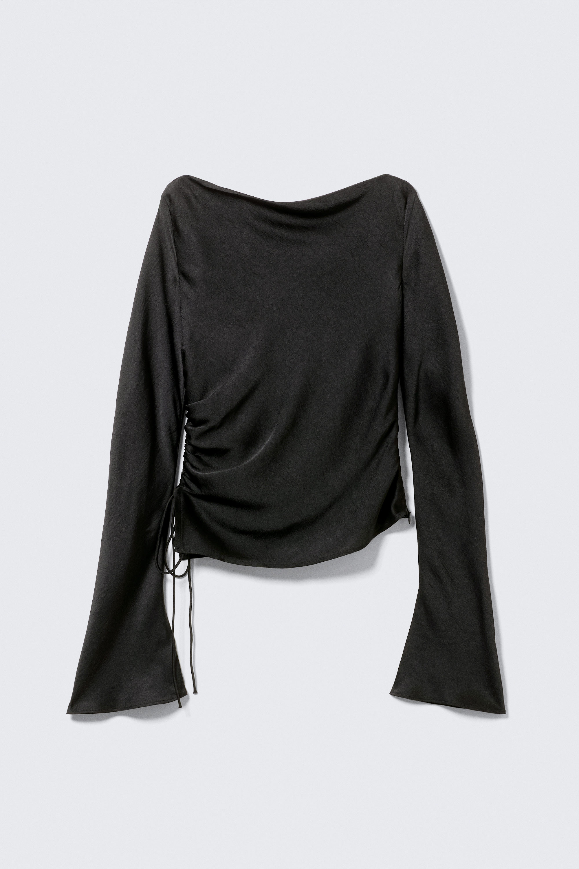 Black - Top met trompetmouwen en ruches met boothals - 3