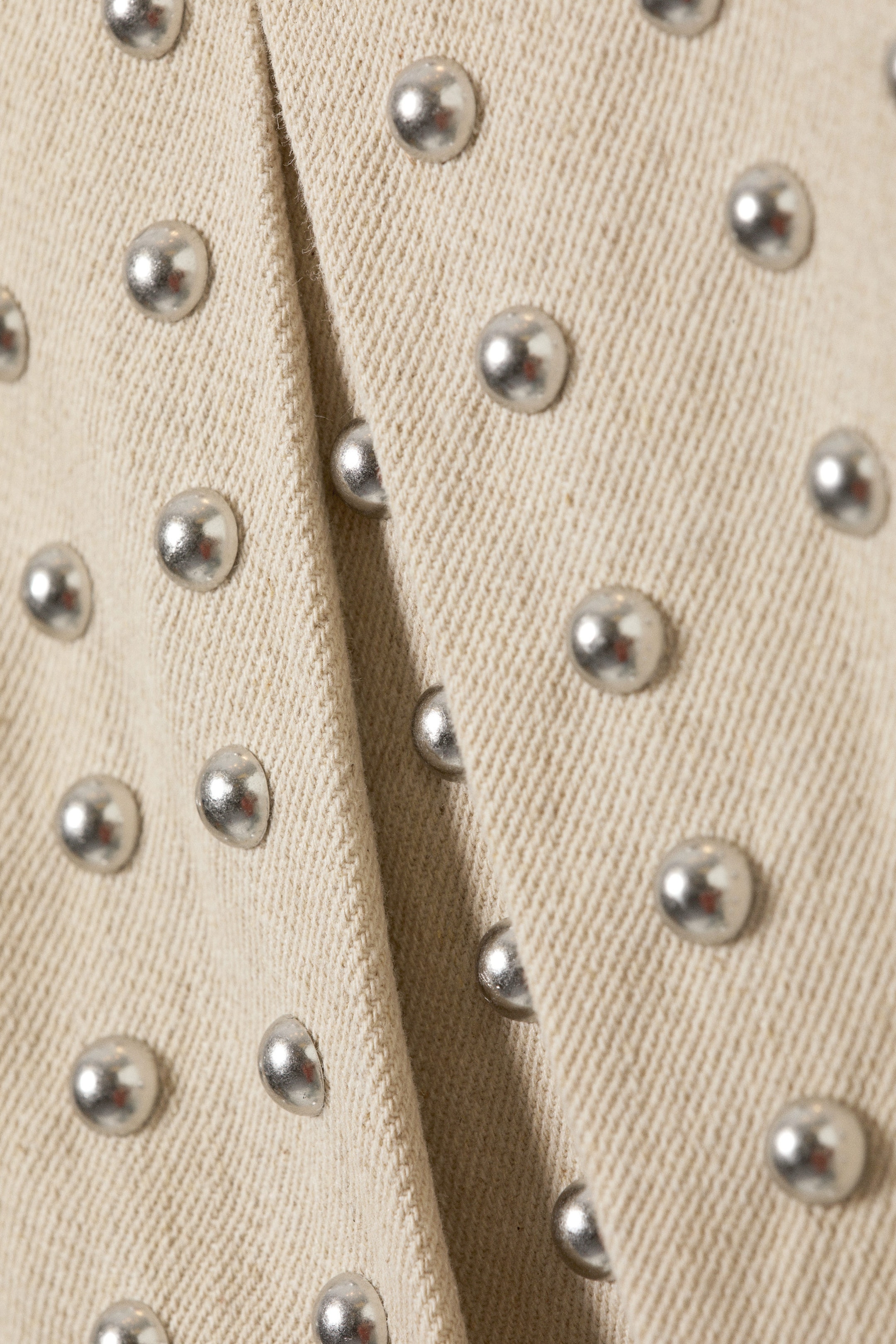 Beige - Studded Pleated Mini Skirt - 5