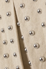 Beige - Studded Pleated Mini Skirt - 5