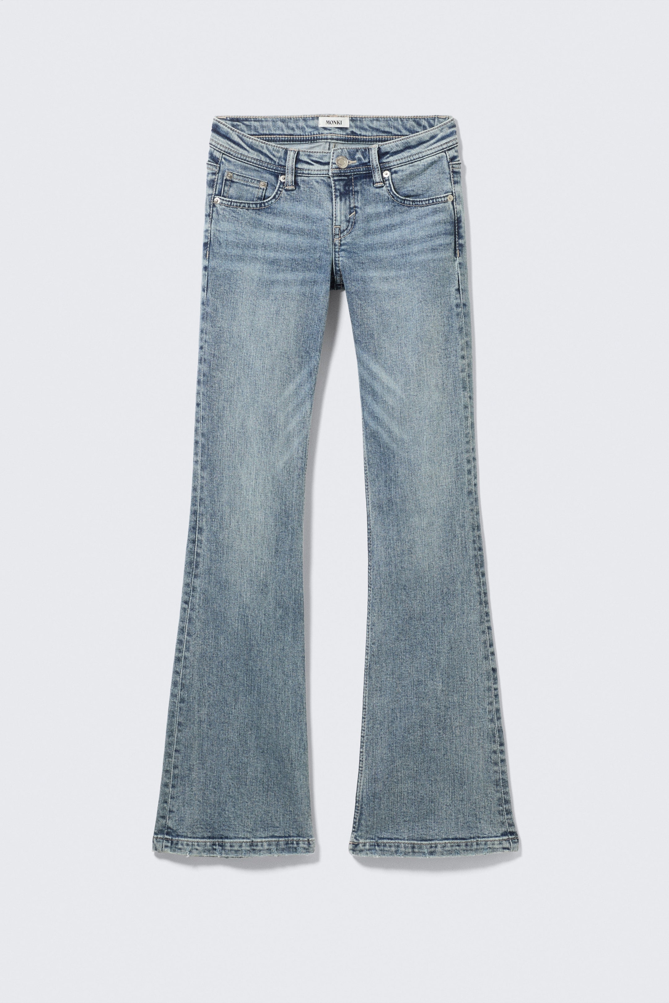 Fresh Blue - Mellanblå - Low Waist Slim Flared Leg Jeans - 5