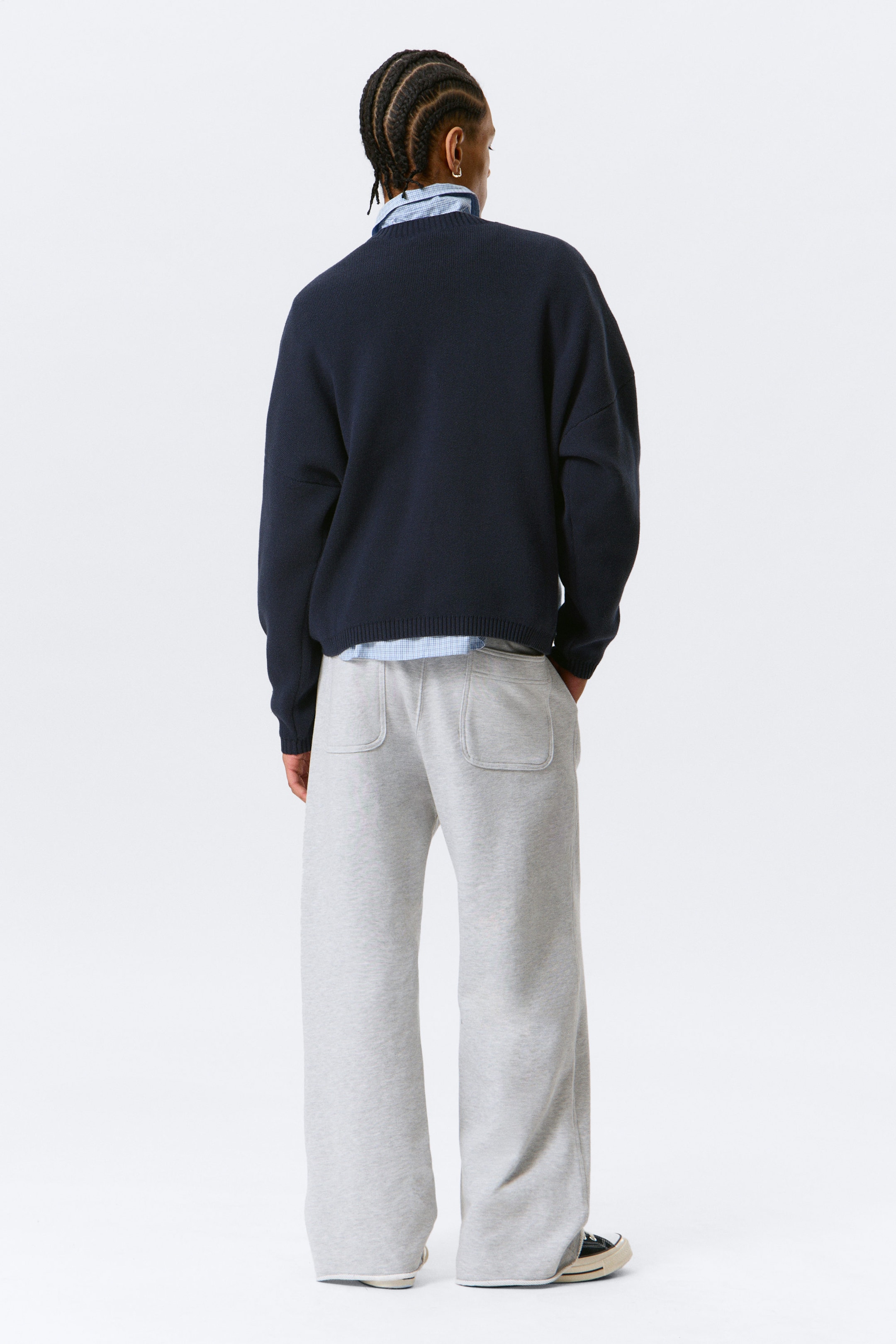 Navy Blue - Alive - Oversized grafische gebreide katoenen trui - 3