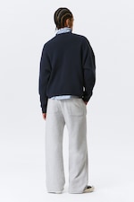 Navy Blue - Alive - Oversized grafische gebreide katoenen trui - 3