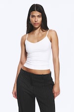 Wit - Set van 2 katoenen slim fit singlet met V-hals - 0