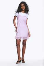 Light Lilac - Satin Lace-Trim Slip-Dress - 2