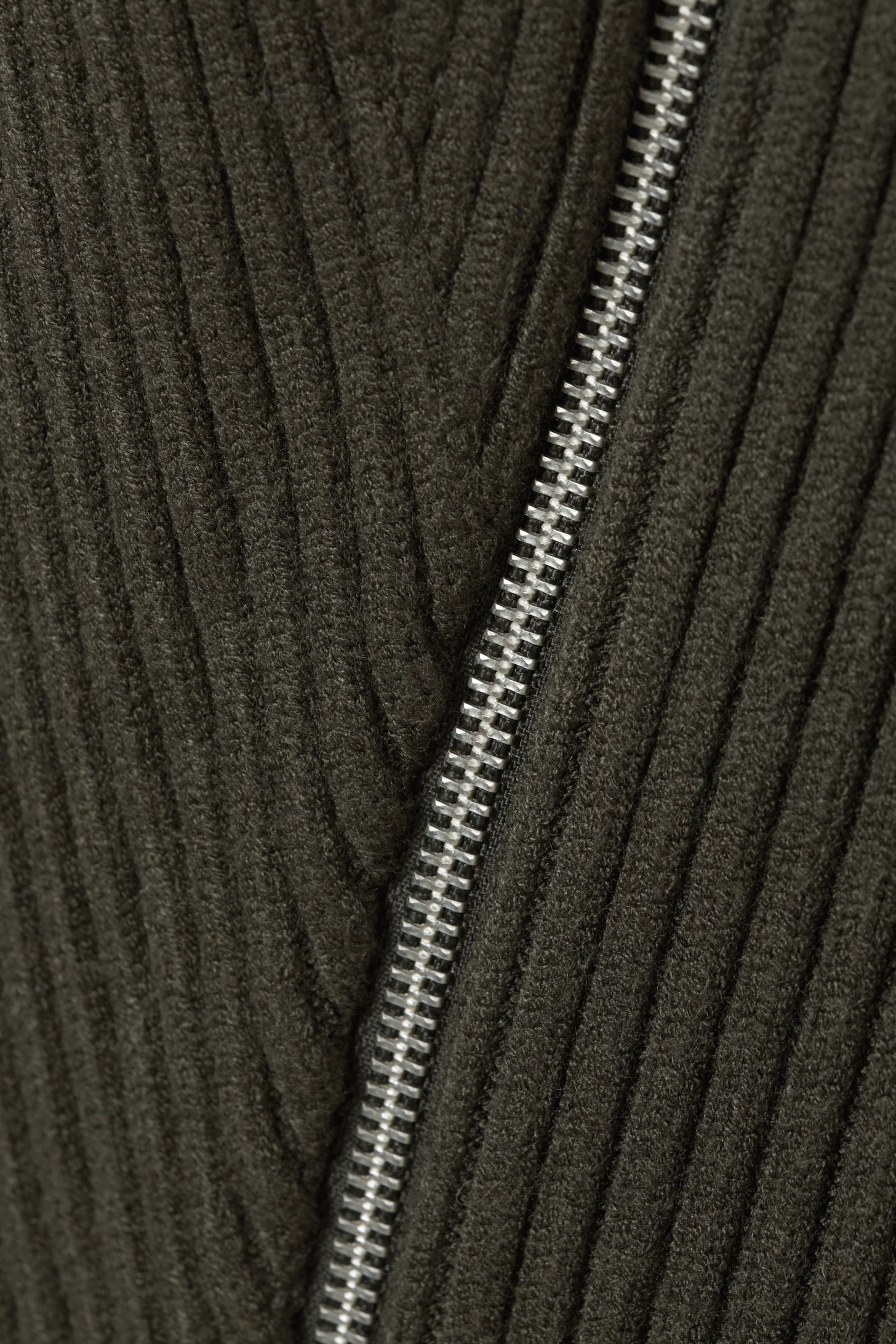 Dark Khaki Green - Slim Knitted Zip Cardigan - 1
