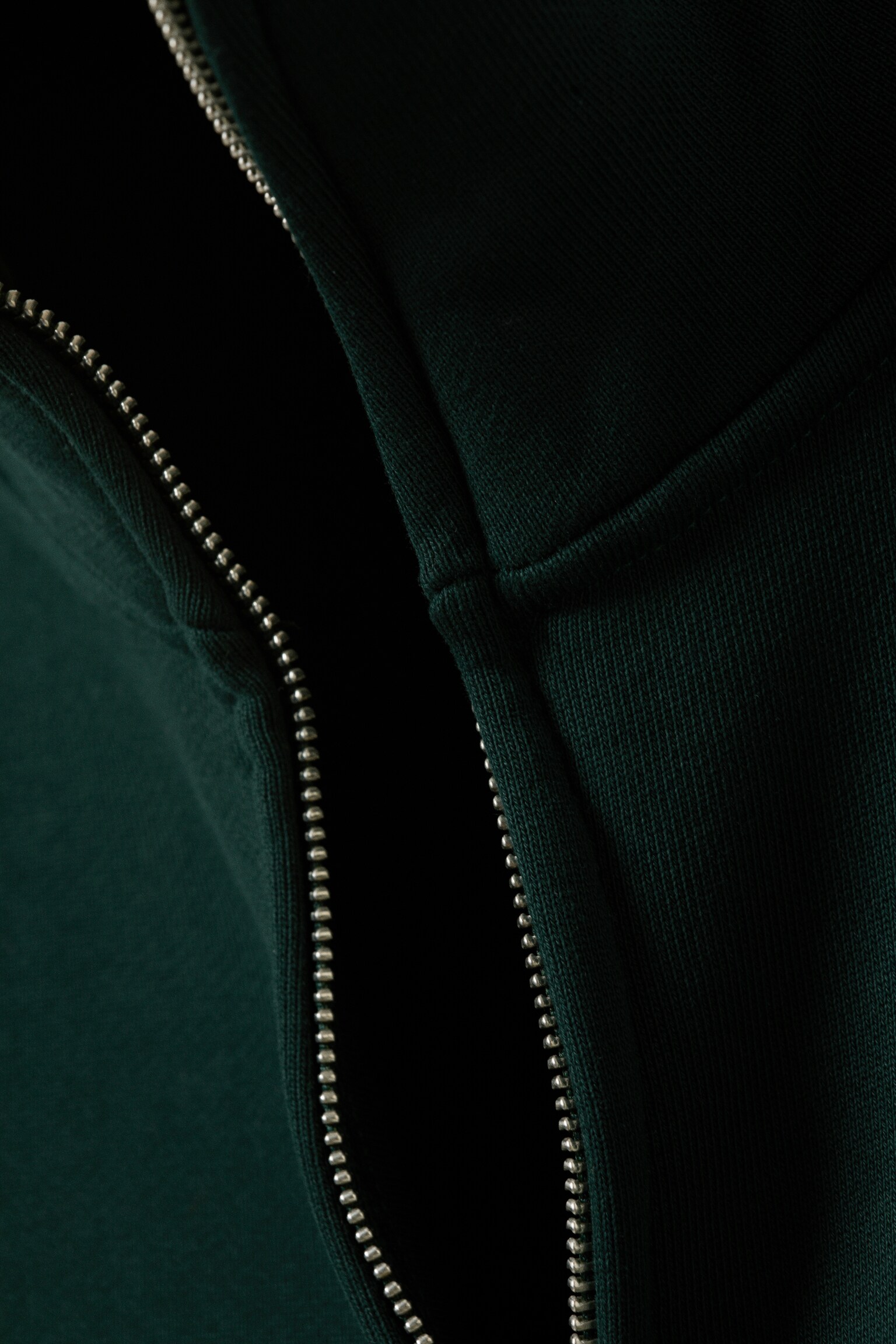 Heavyweight Funnel Neck Zip Sweater - Dark Green/Dark Grey - 3