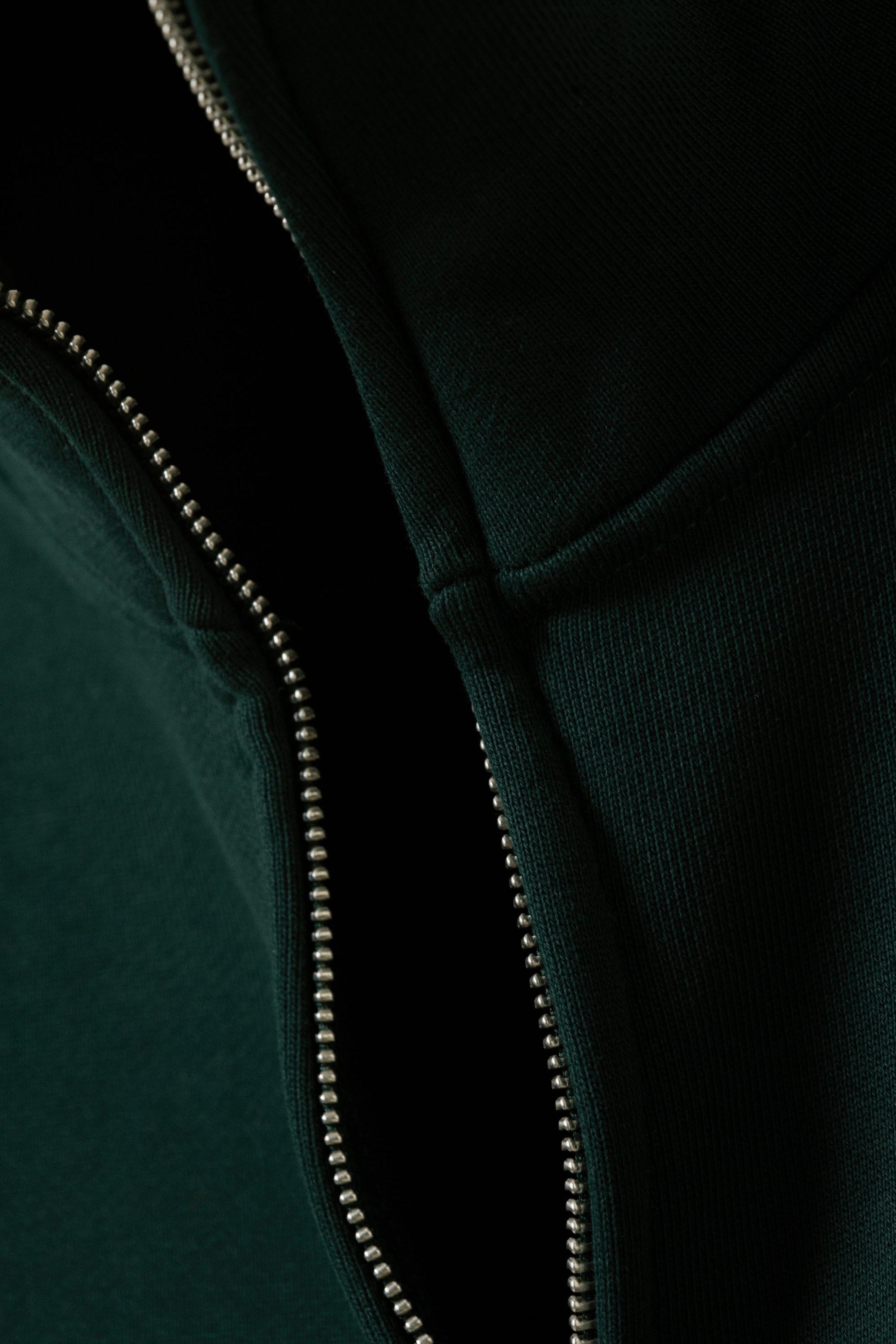 Dark Green - Heavyweight Funnel Neck Zip Sweater - 5