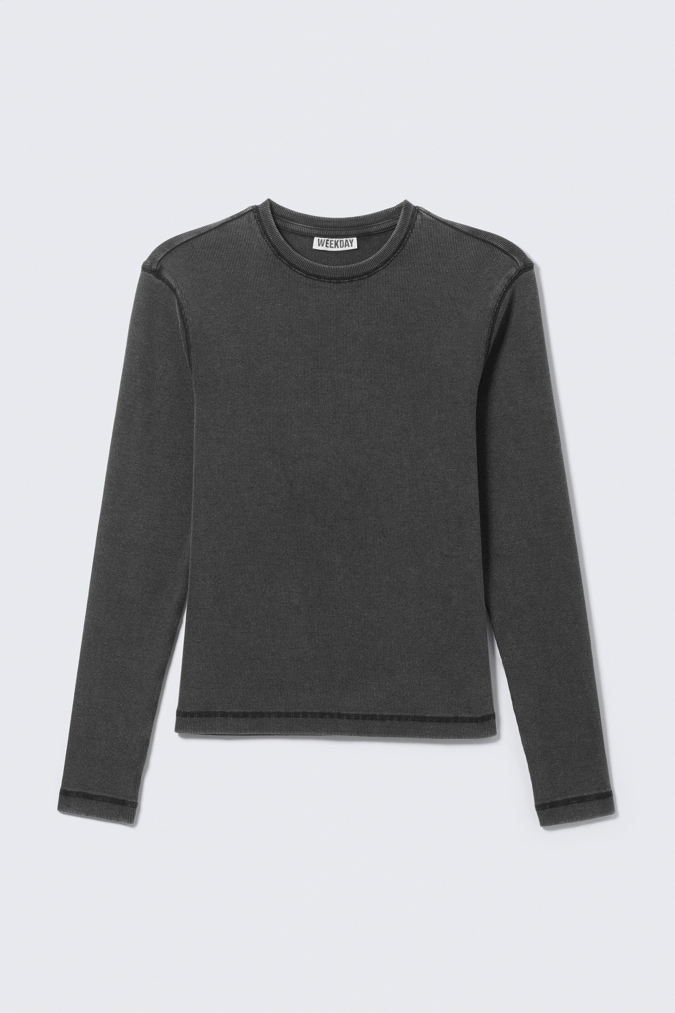 Zobacz większy obraz: Prążkowany T-shirt z długim rękawem - Washed Black - ON | H&M PL 1