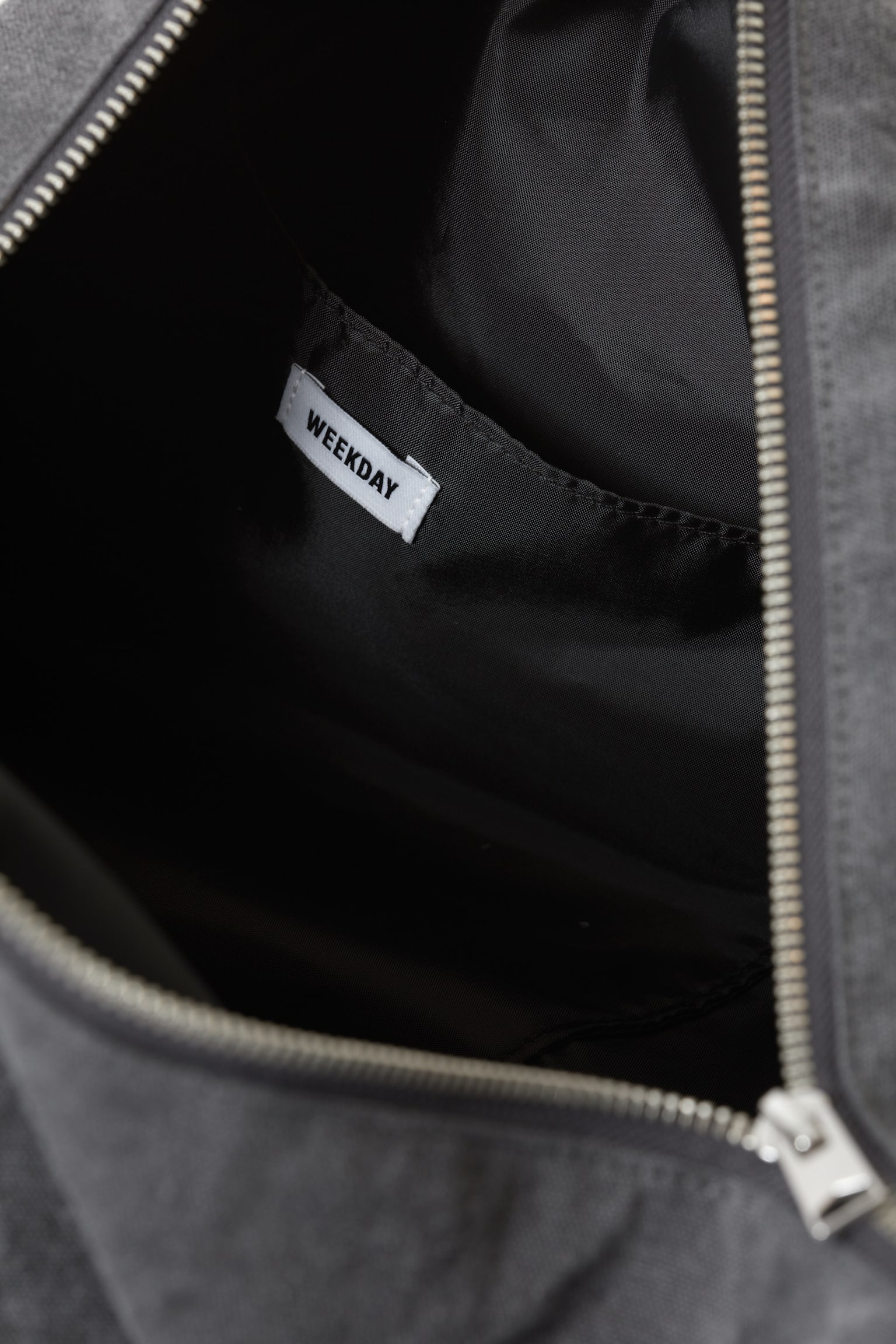 Washed Cotton Crossbody Bag - Washed Dark Grey/Dark Brown - 6