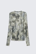 Print and Rhinestone - Slim Fit Printed Rhinestone Top - 0